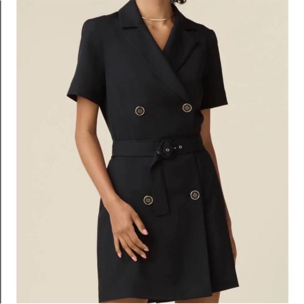 Elegant Black Double-Breasted Dress